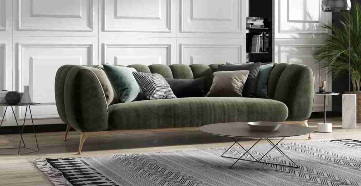 donker-groene-velvet-bank-ronde-vormen