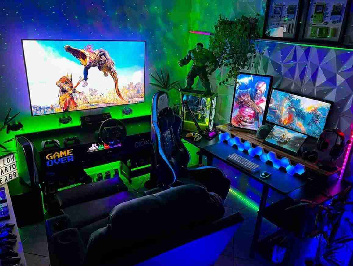 game-kamer-groot-scherm-bureaustoel